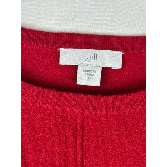 J Jill Women's Medium Red Sweater Long Sleeve Round Neck Pullover - Picture 3 of 11